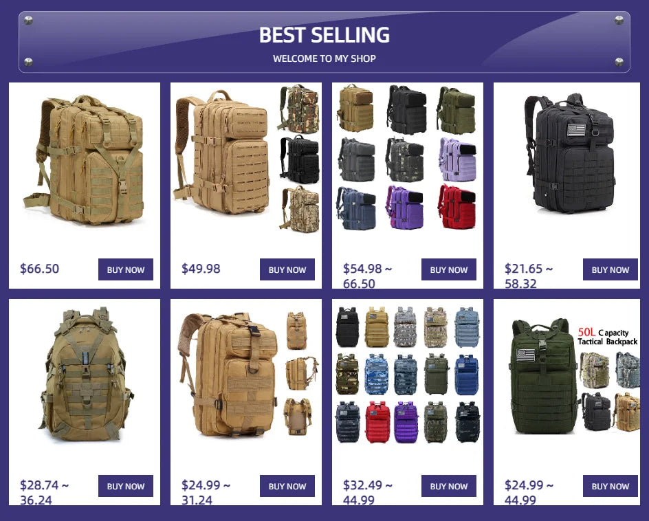 50L Large Tactical Backpack for Men Military Molle Waterproof Backpack Bug Out Bag Army Rucksack Backpack for Men Hunting Bag