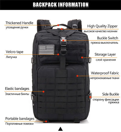 50L Large Tactical Backpack for Men Military Molle Waterproof Backpack Bug Out Bag Army Rucksack Backpack for Men Hunting Bag