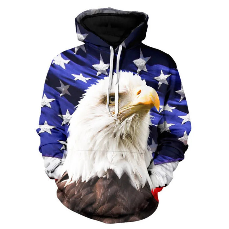 Newest USA Flag Hoodies Sweatshirt Men/Women Hooded 3D Print Eagle Autumn Winter Hoody Black Polluver Plus Size America Jacket