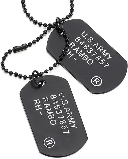 Classic 2Pcs Mens Military Army Dog Tag Pendant Necklace for Men Dad Husband with Bead Chain Christmas Birthday Jewelry Gifts