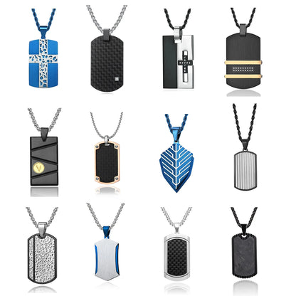 Personalized men's military army dog tag pendant necklace with 24 inches box chain Stainless Steel Men's pendants