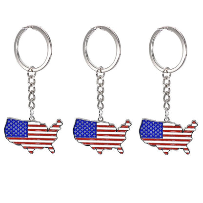 Decorative American Flag Keychains USA Flag Map Key Chains for Independence, Memorial, and Veterans Day Souvenir Gifts